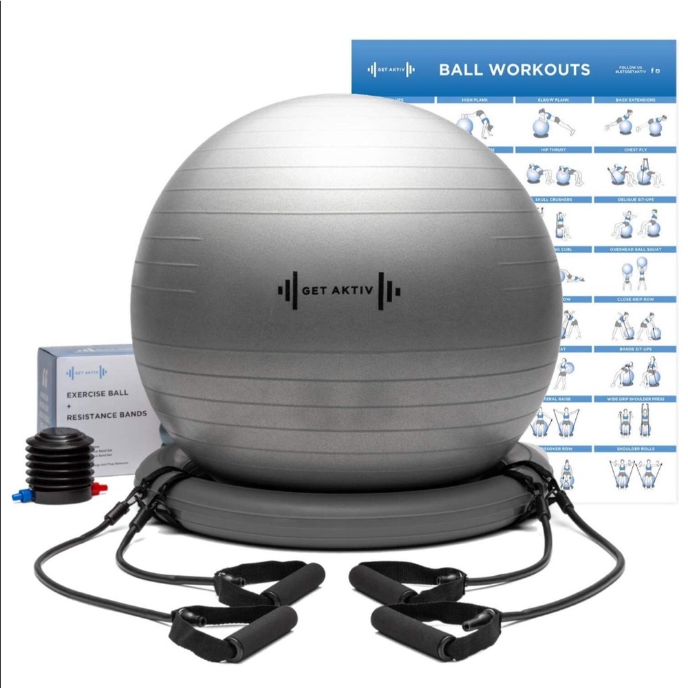 Exercise Ball with Resistance Bands